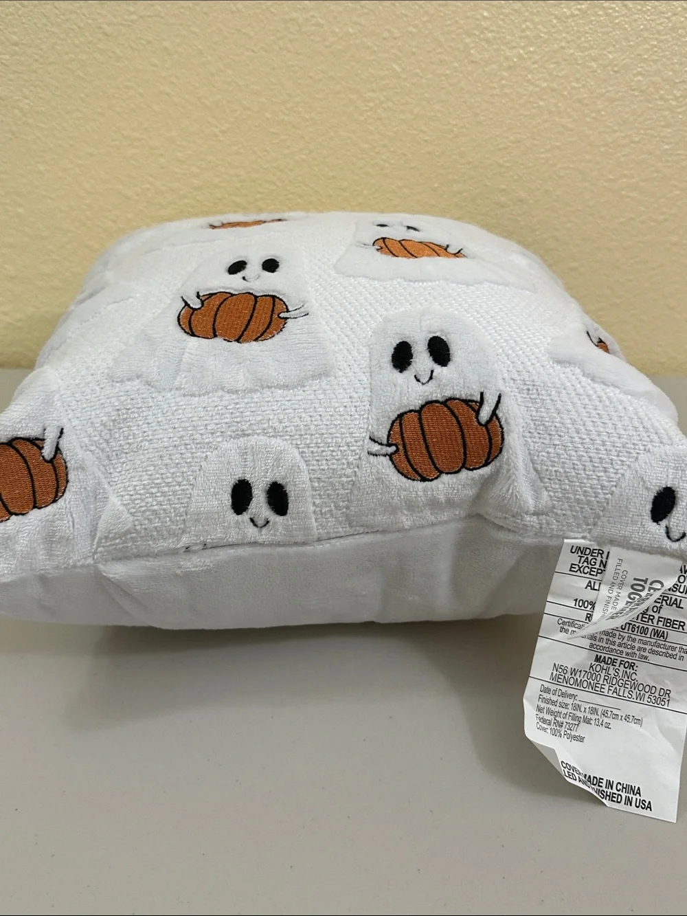 Celebrate Together White Ghost & Pumpkin Halloween Throw Pillow